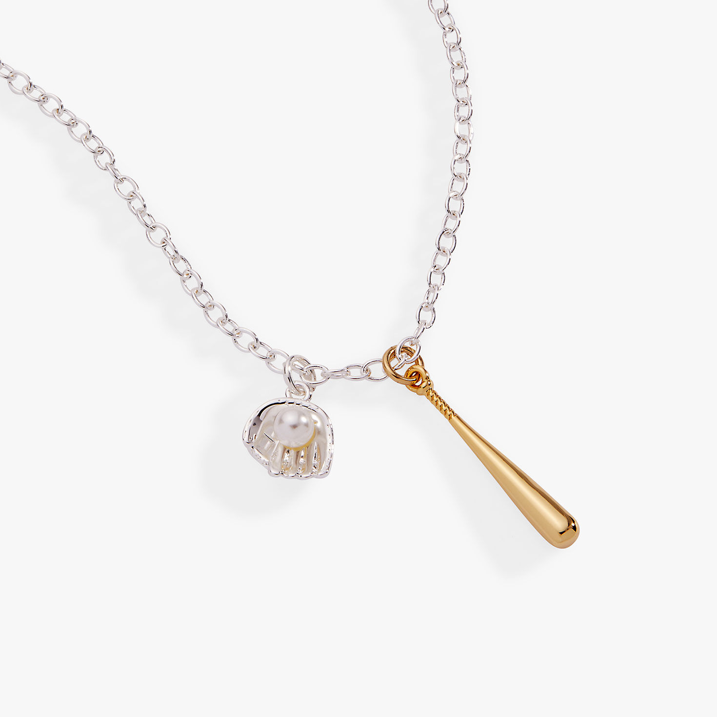 Alex And Ani Ballgame Duo Charm Pendant Necklace closeup view image number 3
