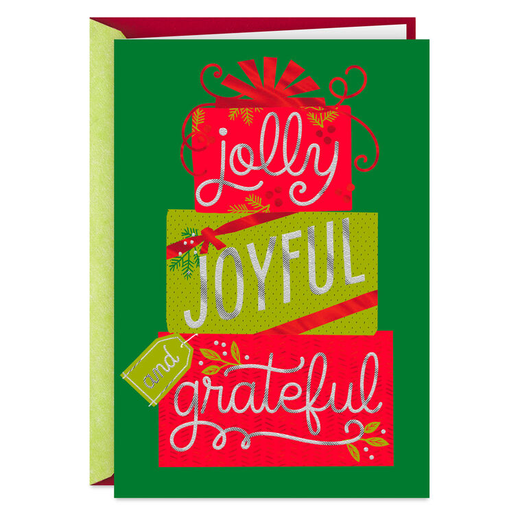 Jolly, Joyful and Grateful Christmas Thank You Card