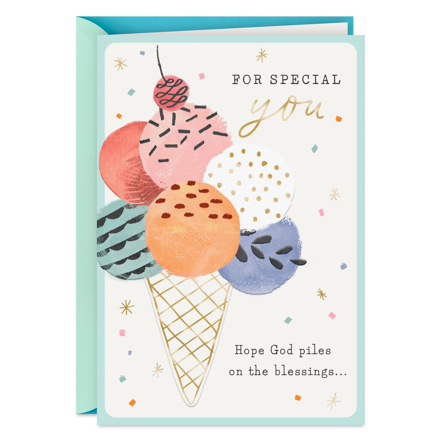 Hope God Piles on the Blessings Religious Birthday Card