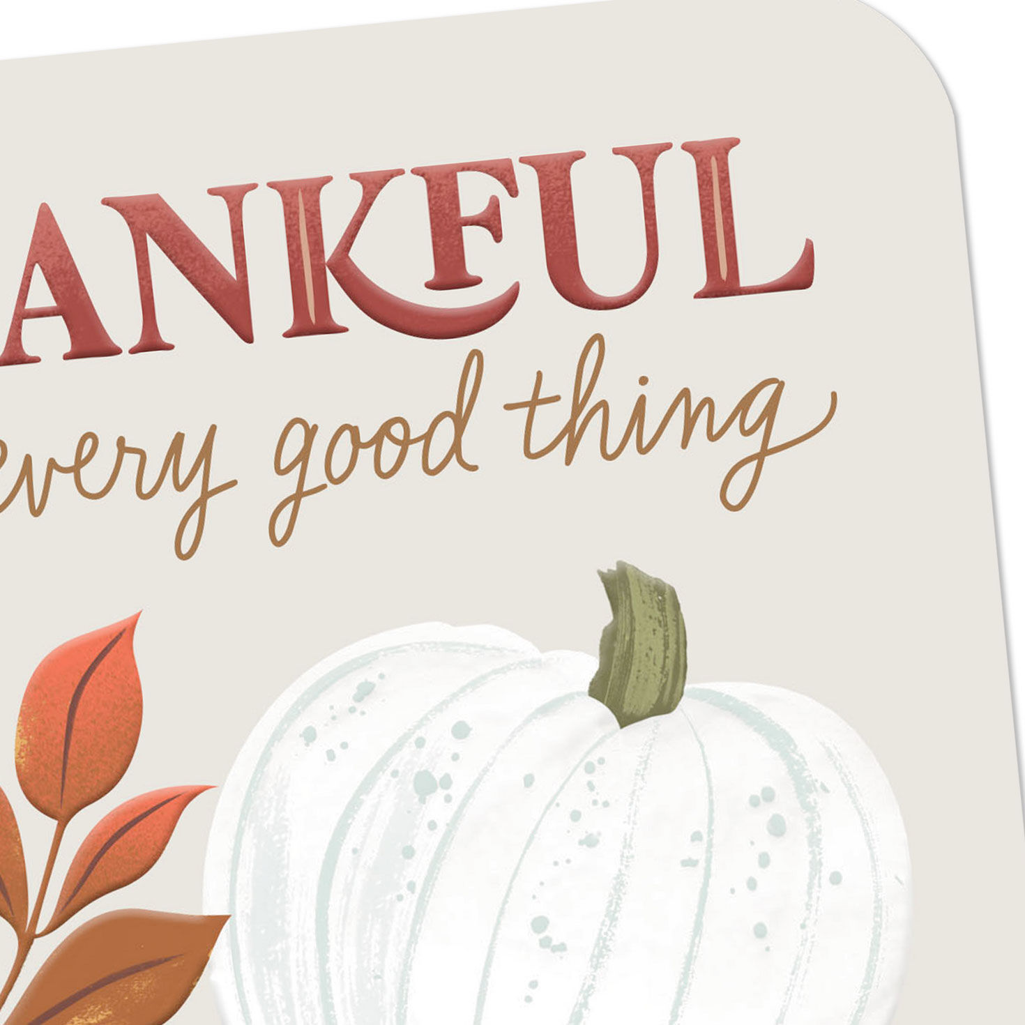 Pumpkins and Leaves Thanksgiving Card Card Front Detail image number 4