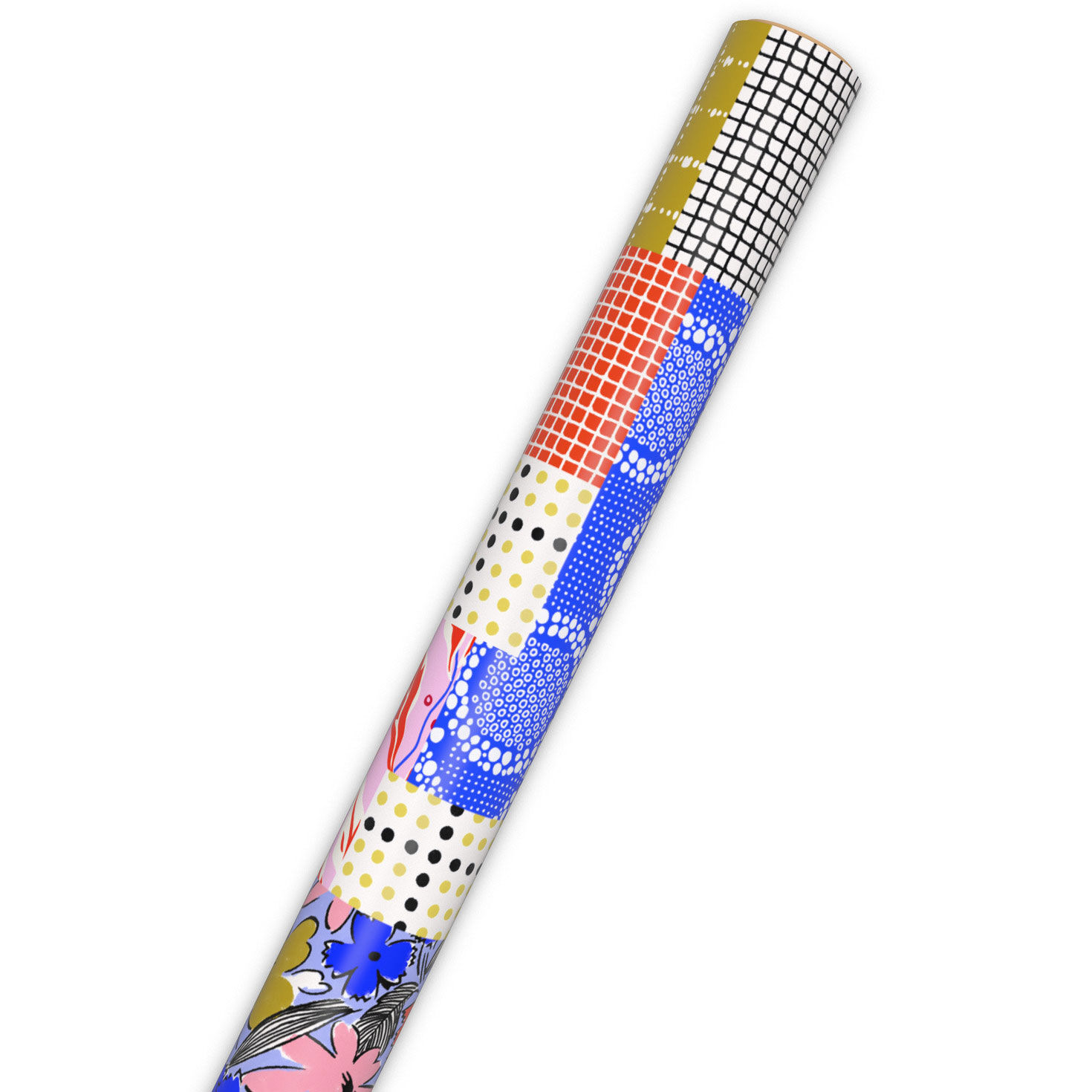 Vibrant Vintage Patchwork Wrapping Paper Roll Wrap Tube image number 6