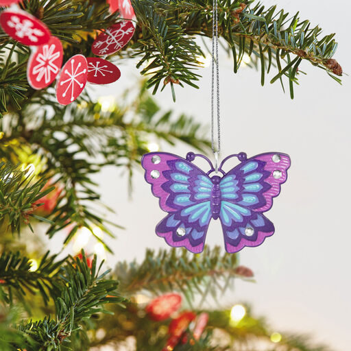 Mini Little Purple Butterfly Metal Ornament, 1", 