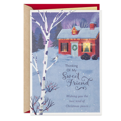 Thinking of My Sweet Friend Religious Christmas Card, 