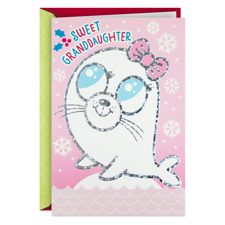 Cute Seal Christmas Card for Granddaughter