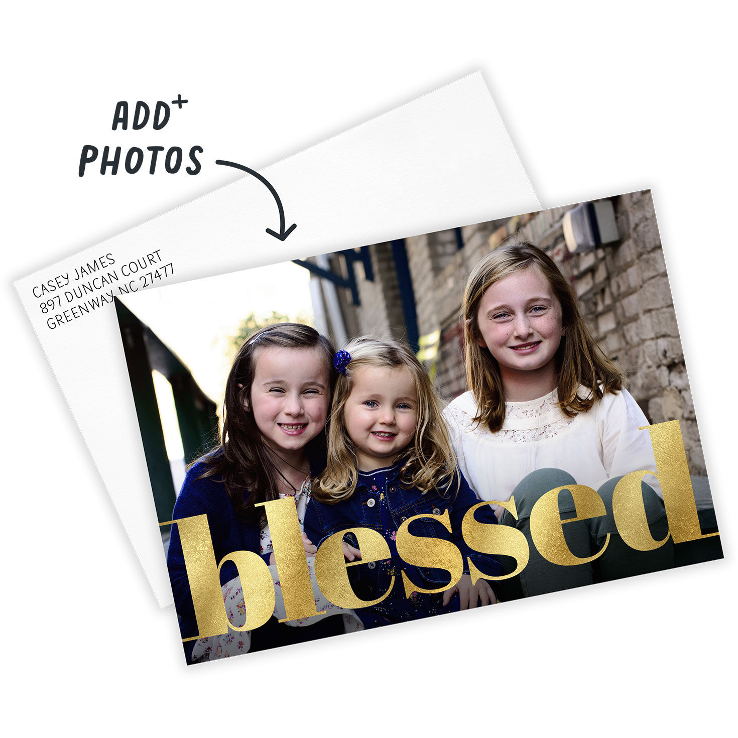 Hallmark Lettering Blessed Gold Lettering Flat Photo Card - Photo Cards | Hallmark
