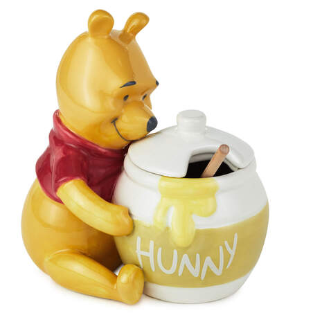 Disney Winnie the Pooh Ceramic Honey Pot With Serving Wand, Set of 2, , large