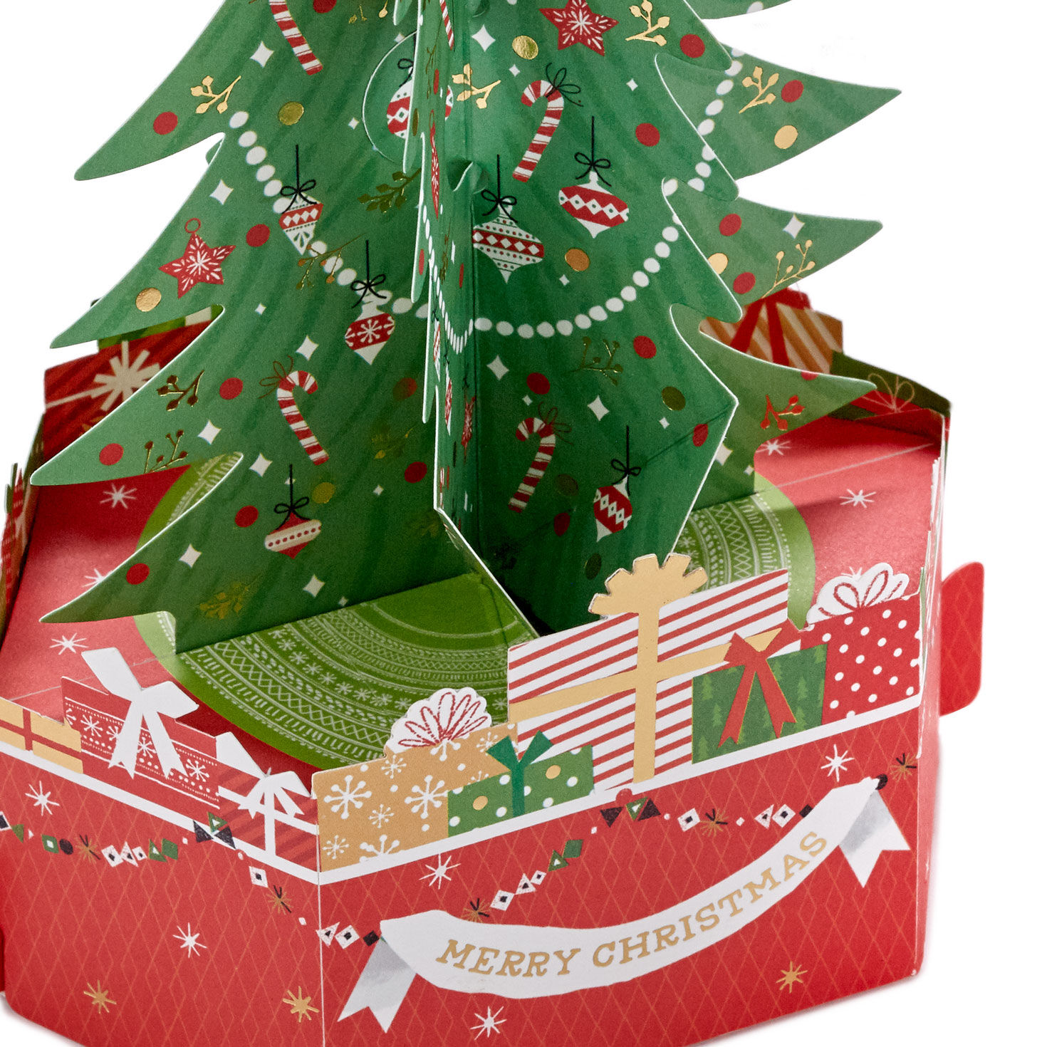 Decorated Tree 3D Pop-Up Christmas Card Card front detail image number 4