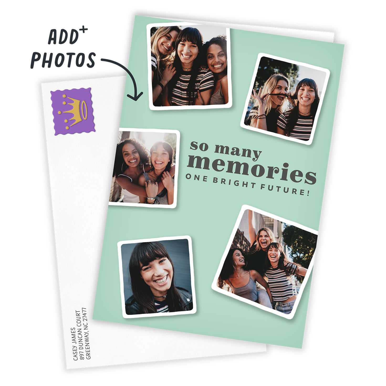 Personalized Photo Collage Mint Green Photo Card  image number 2