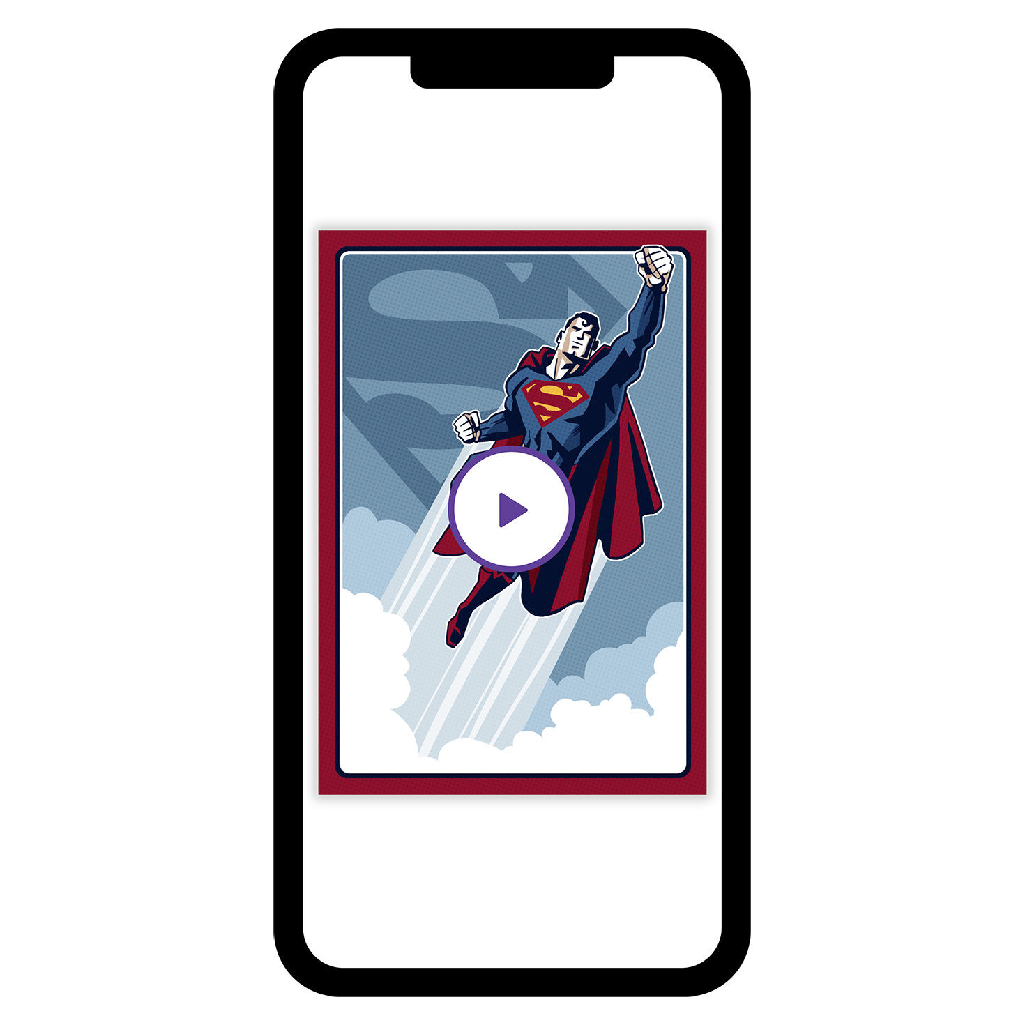 Superman Flying Personalized Birthday Card phone with card front image number 7