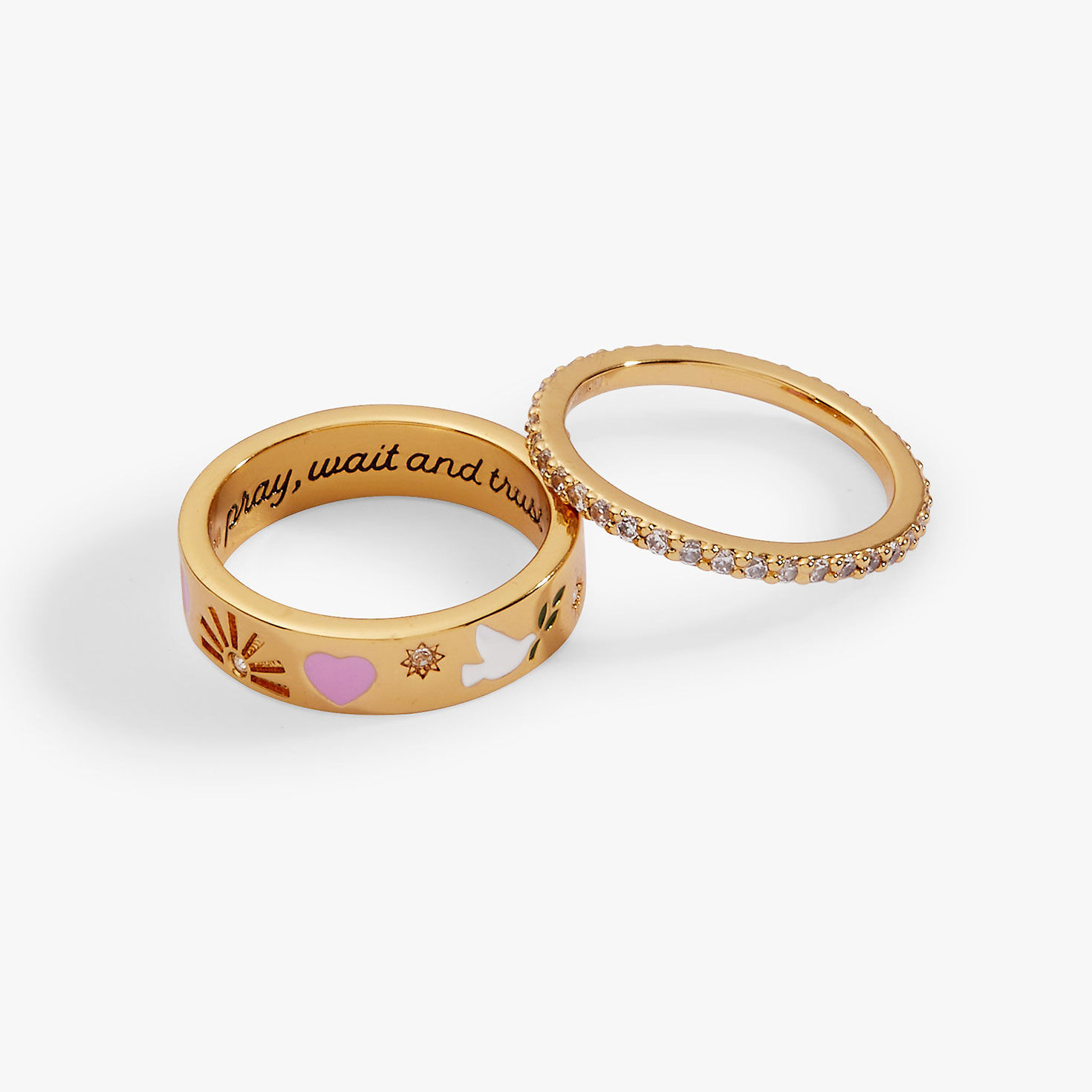 Alex And Ani 'Pray, Wait and Trust' Ring Set of 2