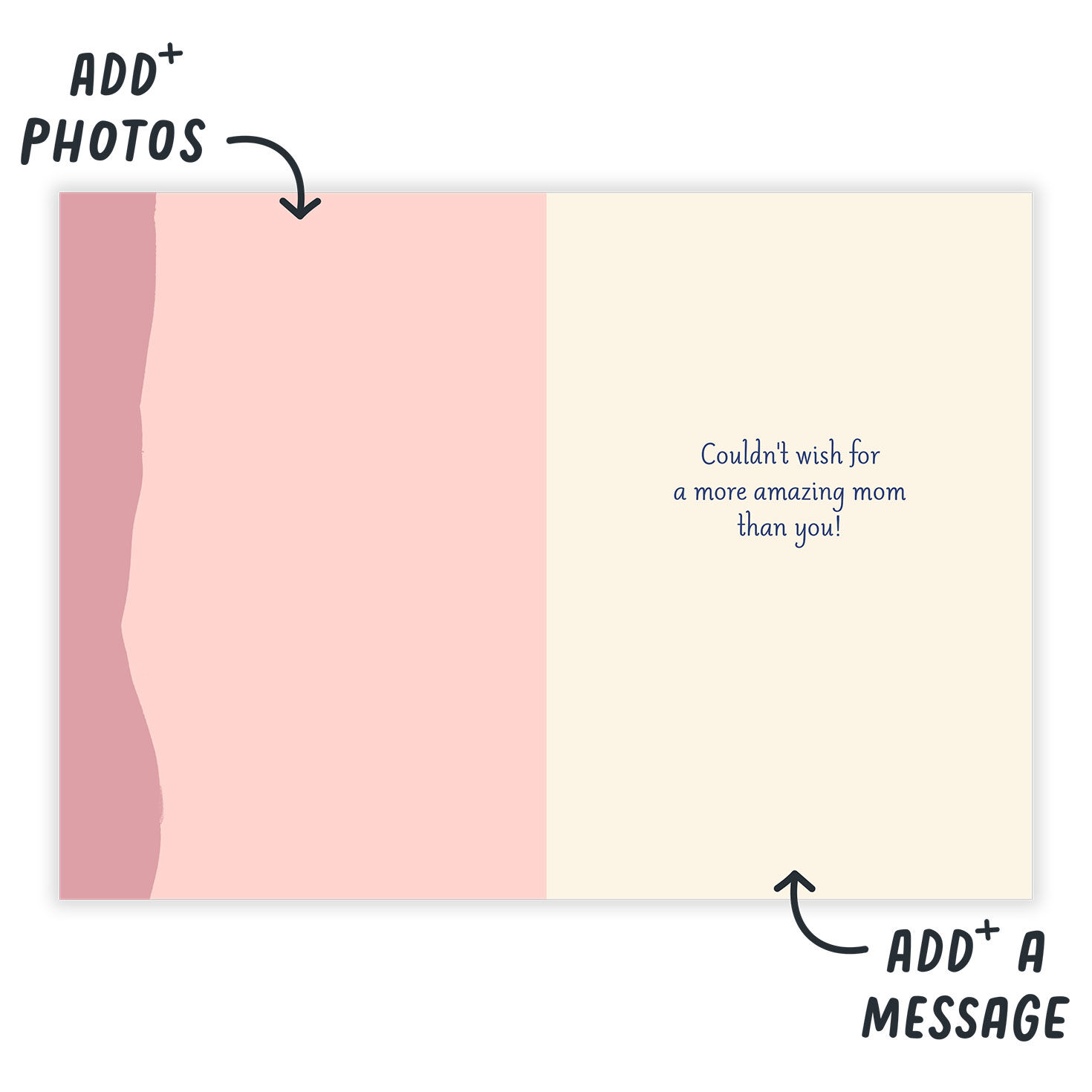 Colored Letters Personalized Mother's Day Card Open Card indicating personalization image number 3