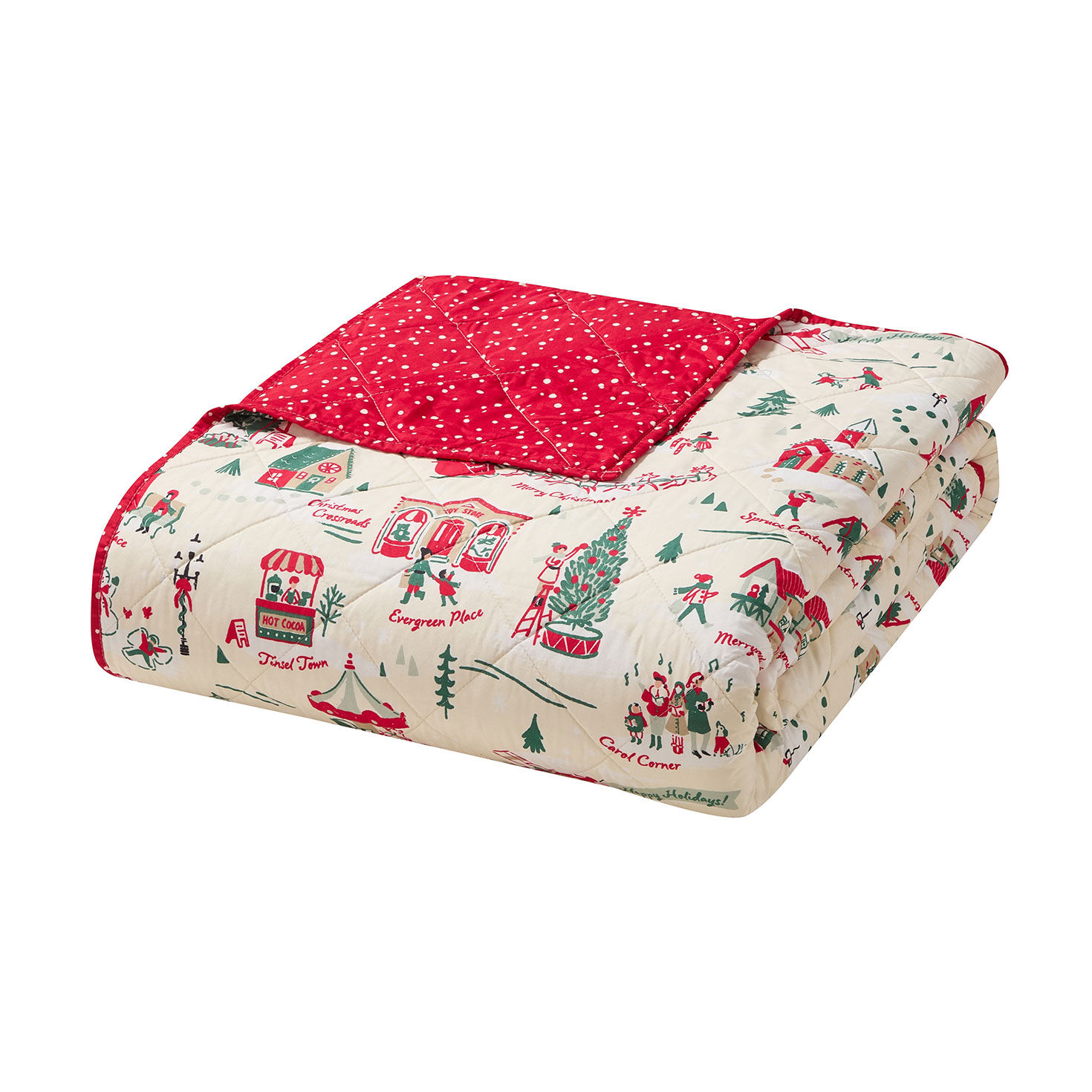 Hallmark Holiday - Christmas Village Reversible 3Pc. Quilt Set front folded image number 2
