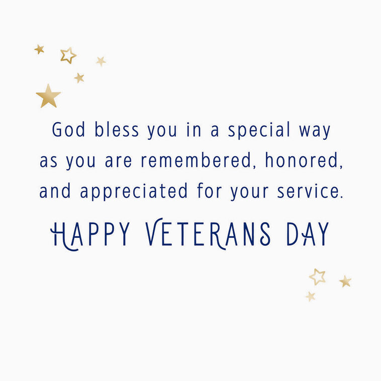 Patriotic Stars on Blue Religious Veterans Day Card Sentiment image number 2