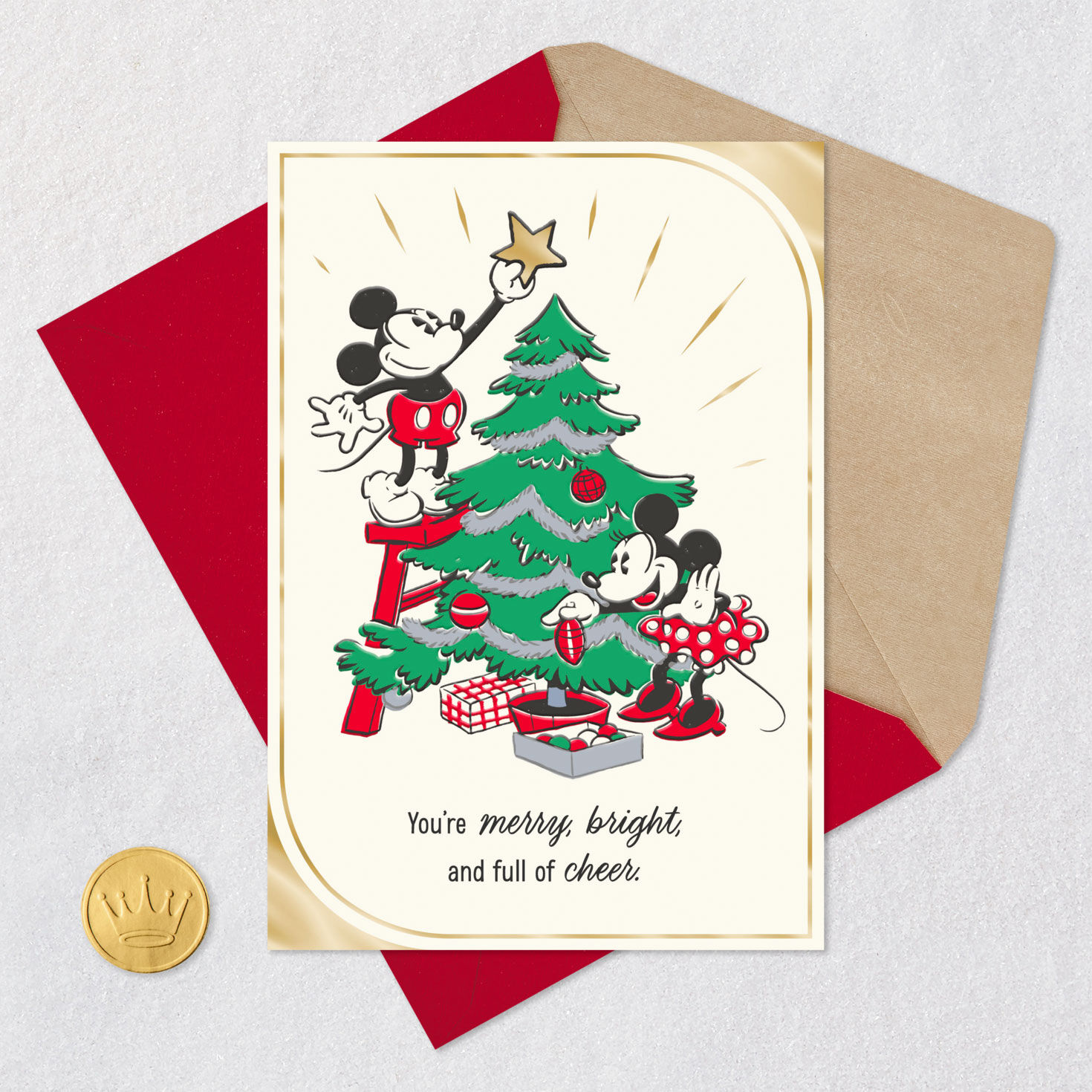 Vintage Disney Mickey and Minnie Tree Card Card with envelope and Seal image number 5