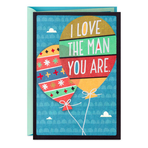 Balloons for the Man I Love Birthday Card, 