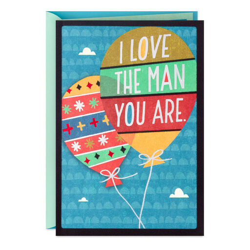 Balloons for the Man I Love Birthday Card, 