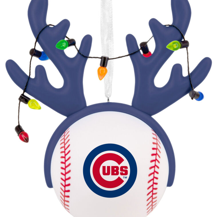 Cubs Reindeer Baseball Christmas Ornament closeup view image number 5