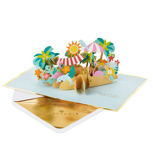 Your Time to Celebrate Tropical Beach 3D Pop-Up Card, 