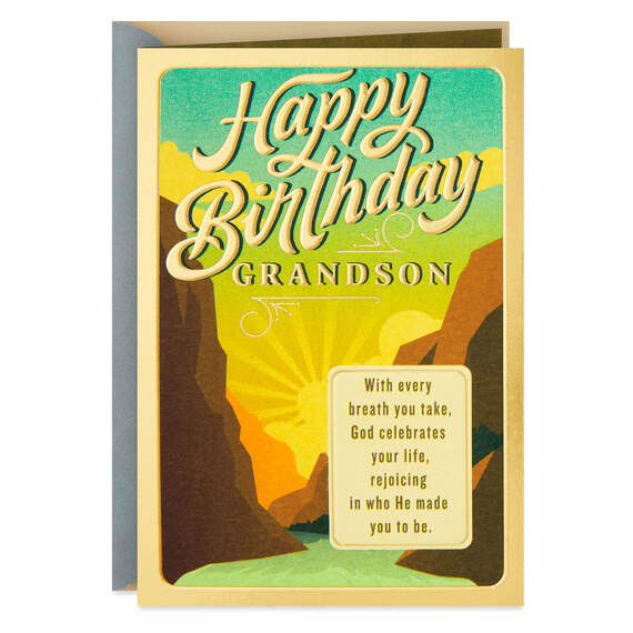 God Celebrates You Religious Birthday Card for Grandson
