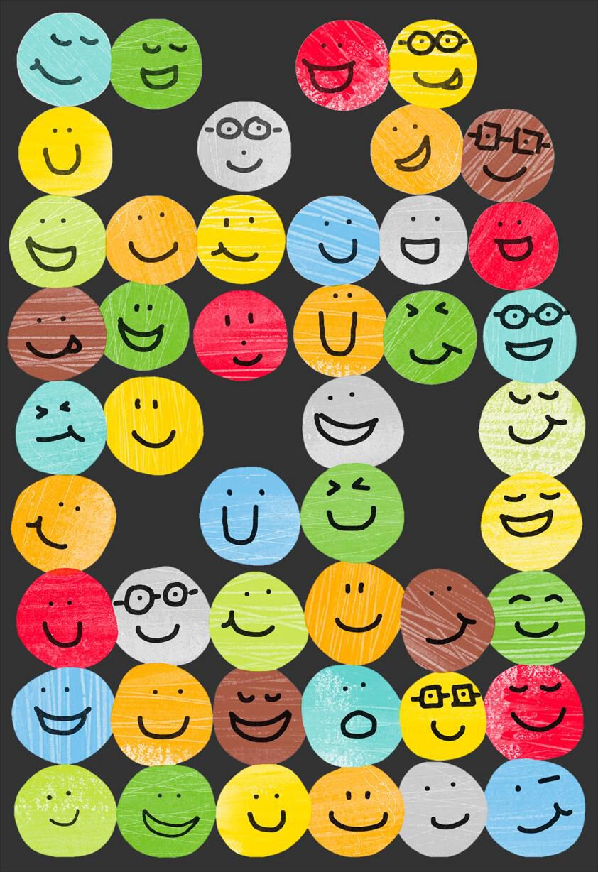 Bright Smiley Face Pattern Blank Card