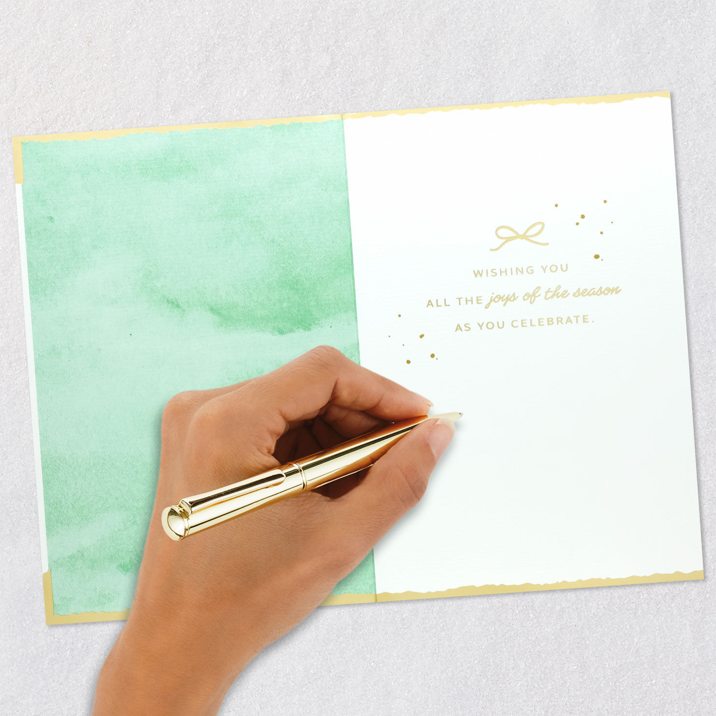 Mint Green Watercolor Christmas Birthday Card Signing card image number 6
