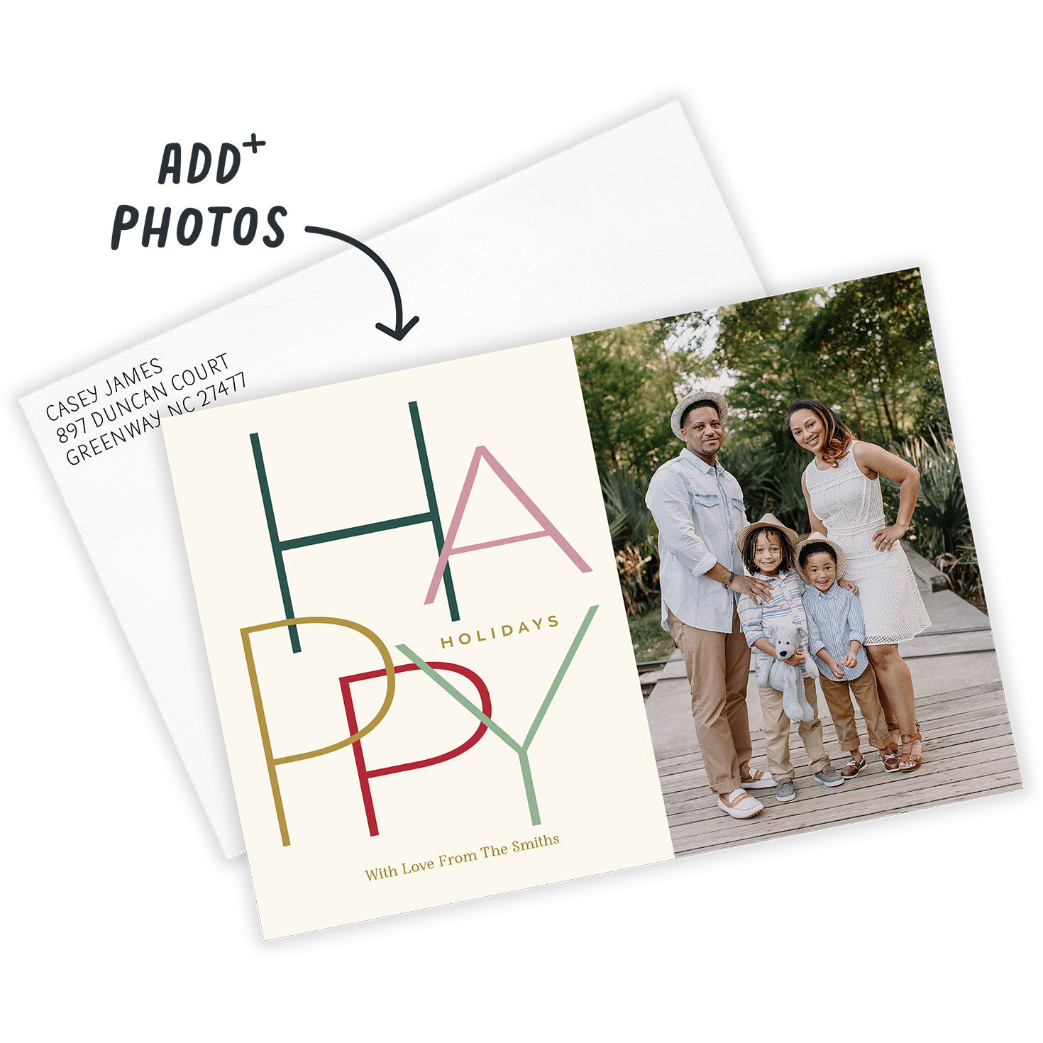 Modern Minimal Happy Flat Holiday Photo Card, , large image number 3
