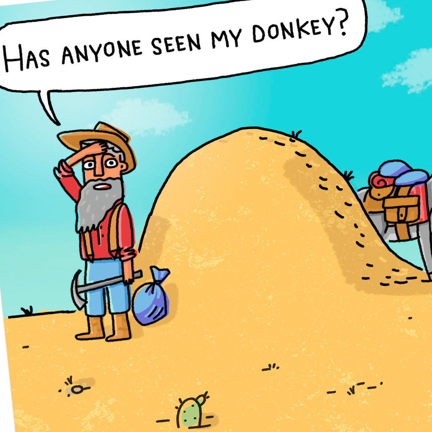Donkey and Miner in Desert Funny Birthday Card Card Front Detail image number 4