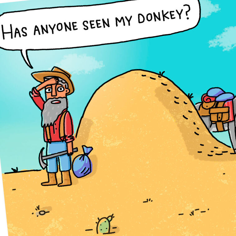 Donkey and Miner in Desert Funny Birthday Card Card Front Detail image number 4