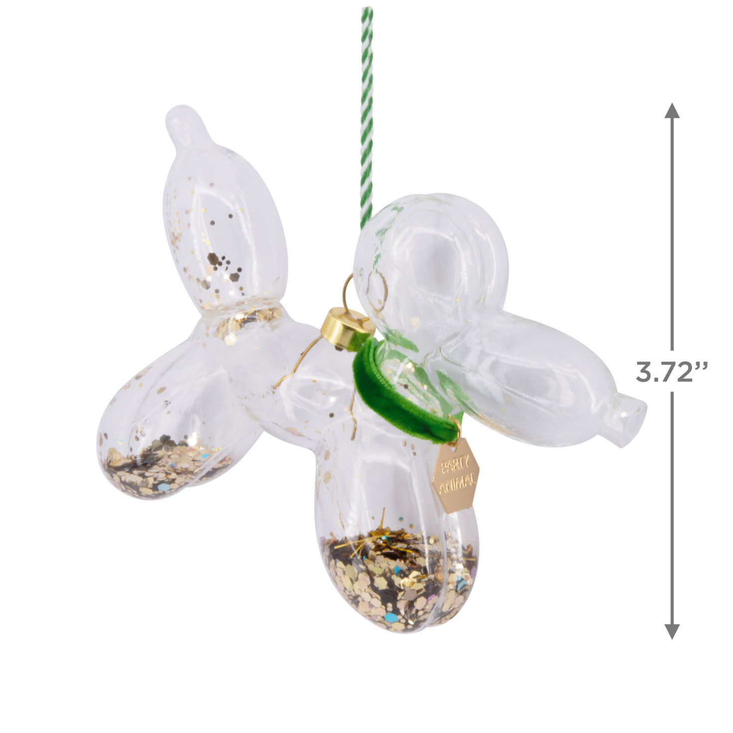 Signature Green and Gold Balloon Dog Glass Hallmark Ornament, , large image number 3