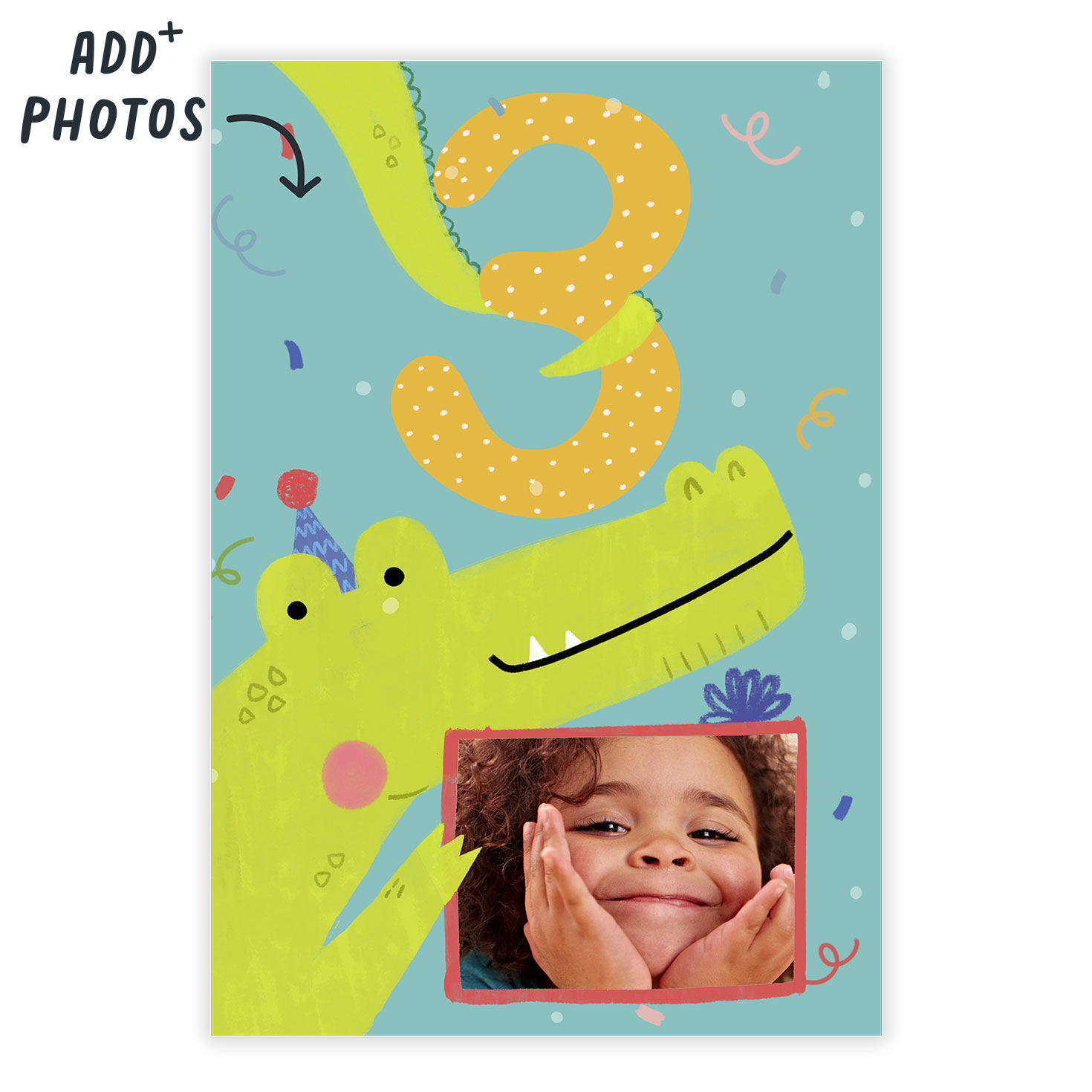 Festive Crocodile 3rd Birthday eCard, , large image number 2