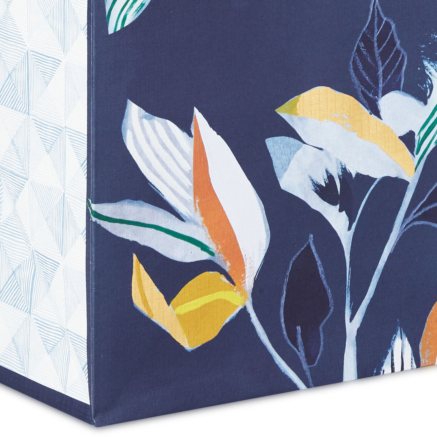 Tropical Stems on Navy Extra-Deep Gift Bag Base/Side Detail image number 5