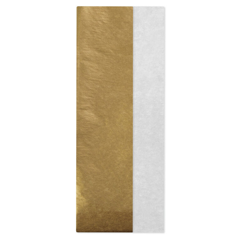 Solid White/Metallic Gold 2-Pack Holiday Tissue Paper, 6 sheets