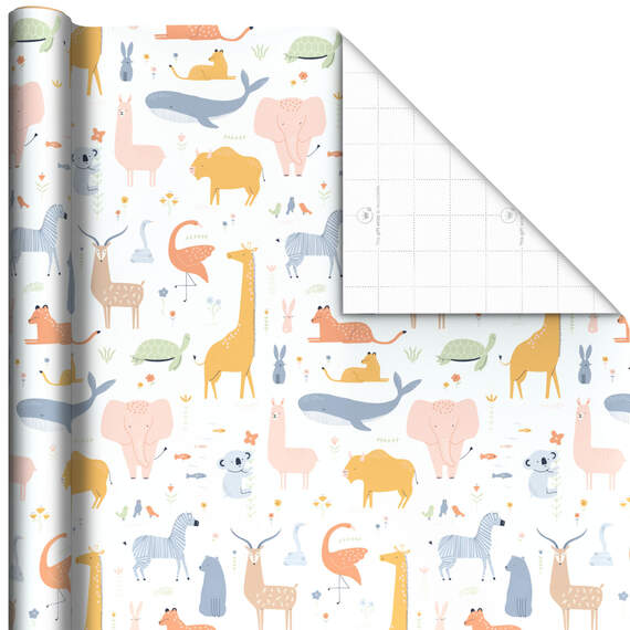 Pastel Animals Jumbo Wrapping Paper, 90 sq. ft., , large image number 1
