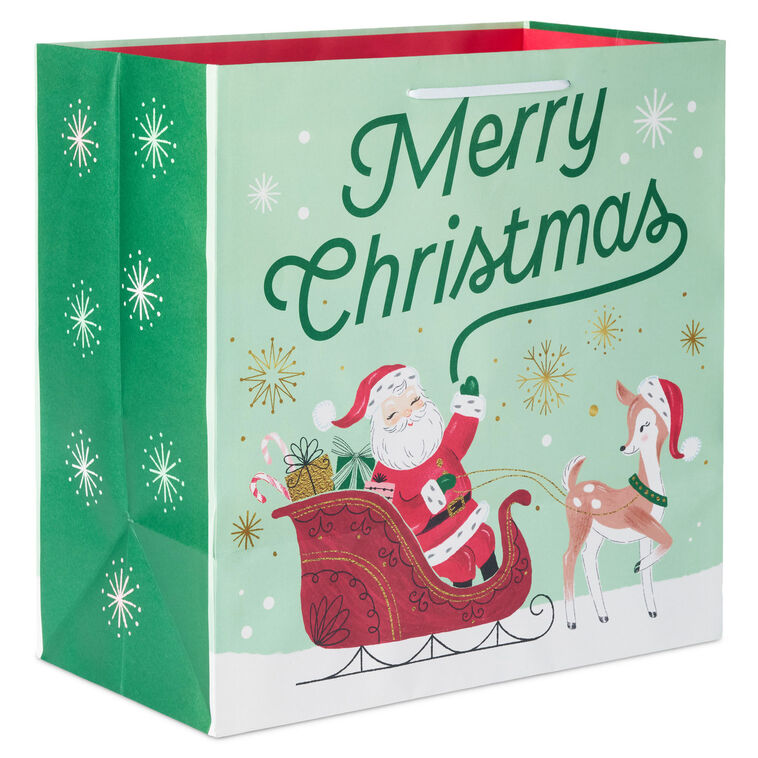 Santa and Reindeer Extra-Deep Christmas Gift Bag Back image number 6