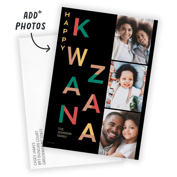 Festive Lettering Flat Kwanzaa Photo Card, , large image number 2