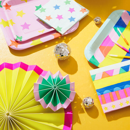 Bright Pastel Decorative Paper Fans, Set of 3, 