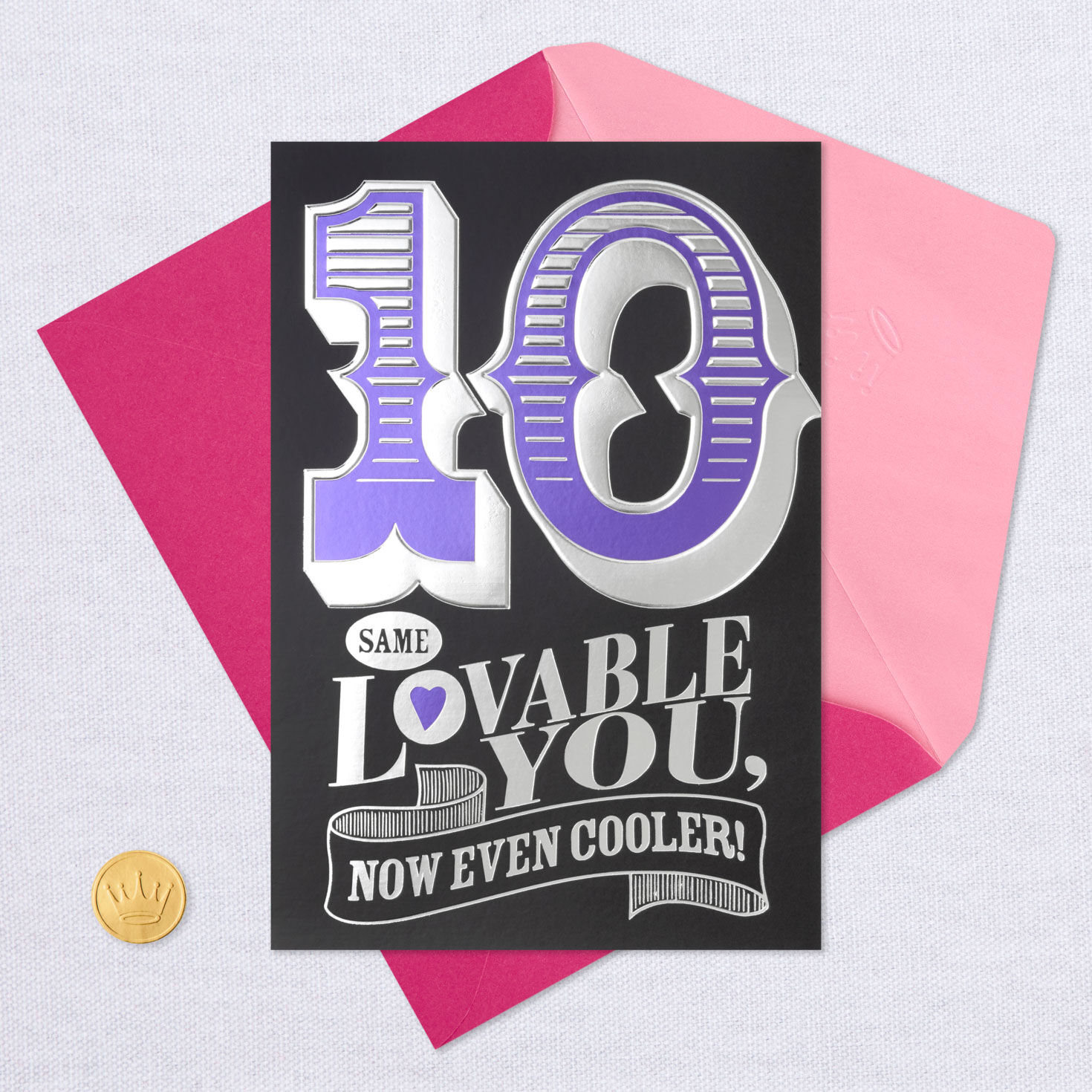Purple 10 and Banner Birthday Card for Kid Card Front with Envelope and Gold Seal image number 5