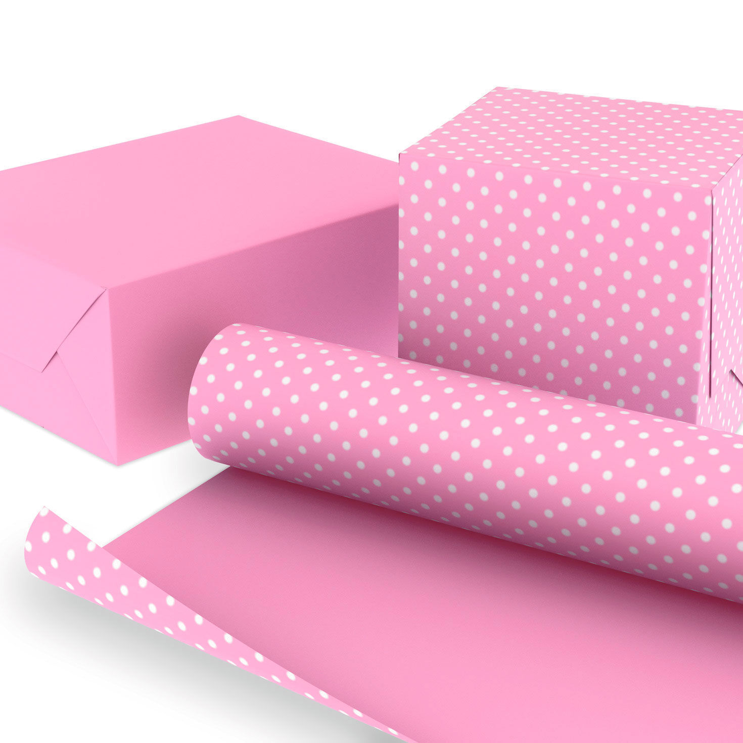 Pink Mini Dots Reversible Wrapping Paper Roll 20 sq. ft