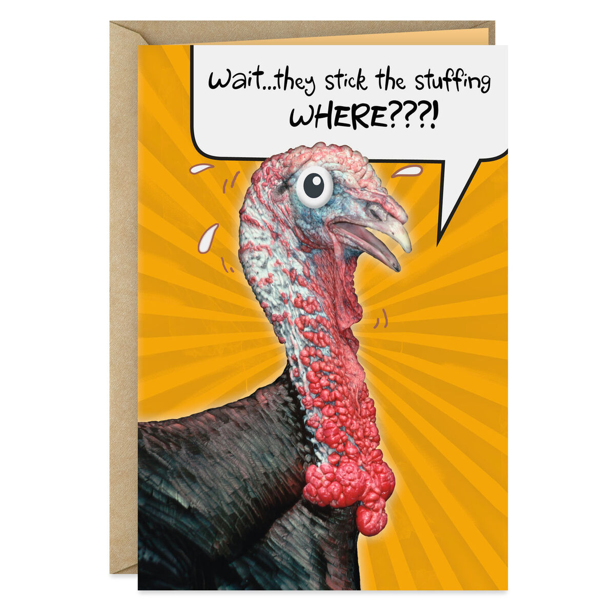Stick the Stuffing Turkey Funny Thanksgiving Card - Greeting Cards