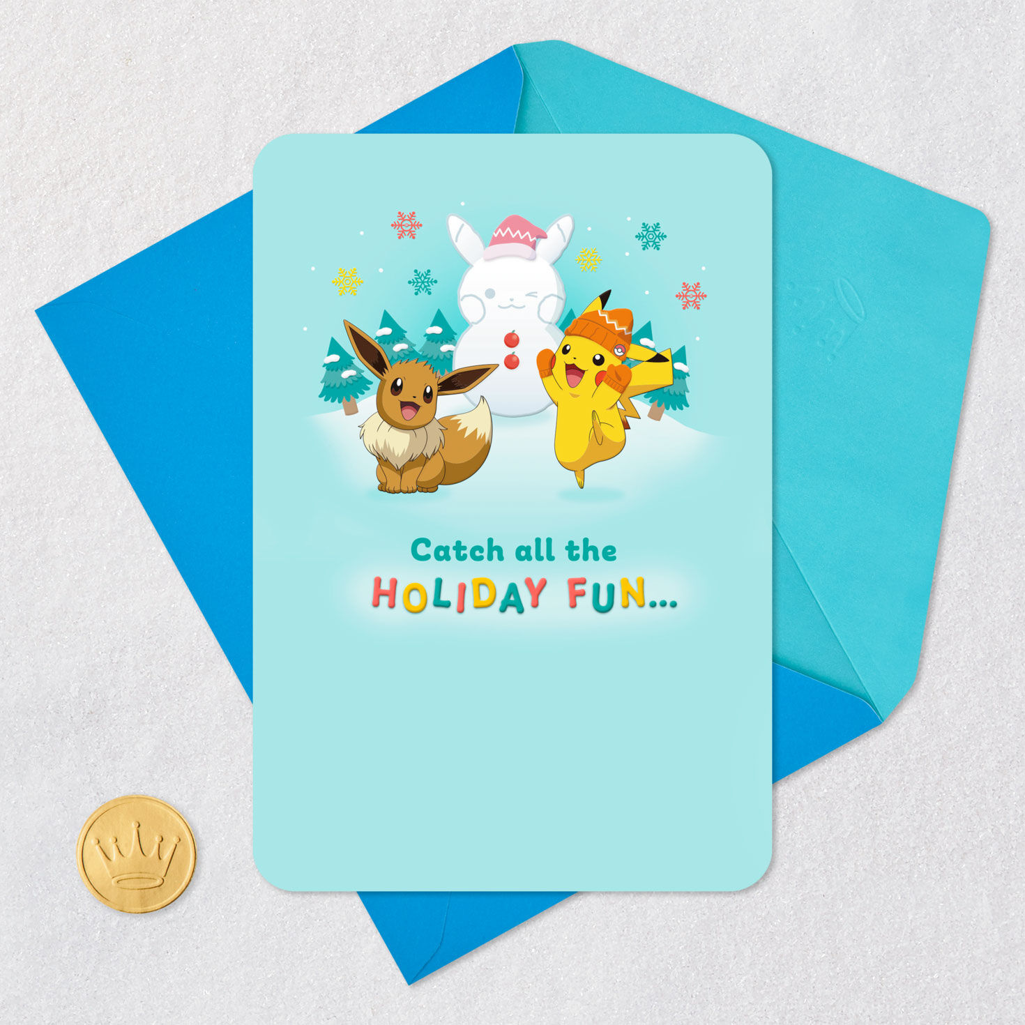 Pokémon Pikachu and Eevee Holiday Fun Christmas Card for only USD 3.99 | Hallmark