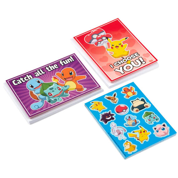 Pokémon Fun Assorted Valentine's Day Cards With Stickers, Pack of 24, , large image number 1