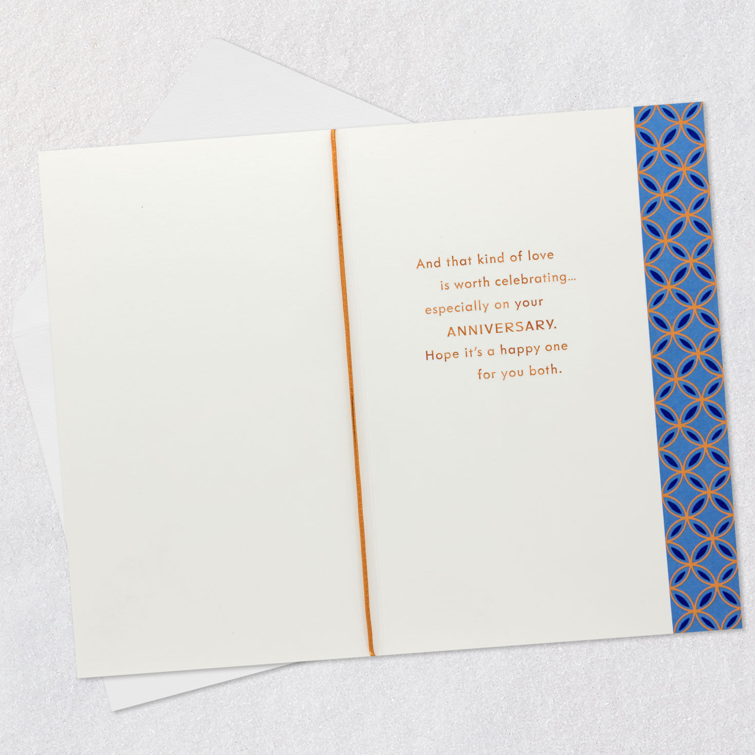 Blue Love Birds Couple Anniversary Card Open card with envelope image number 3