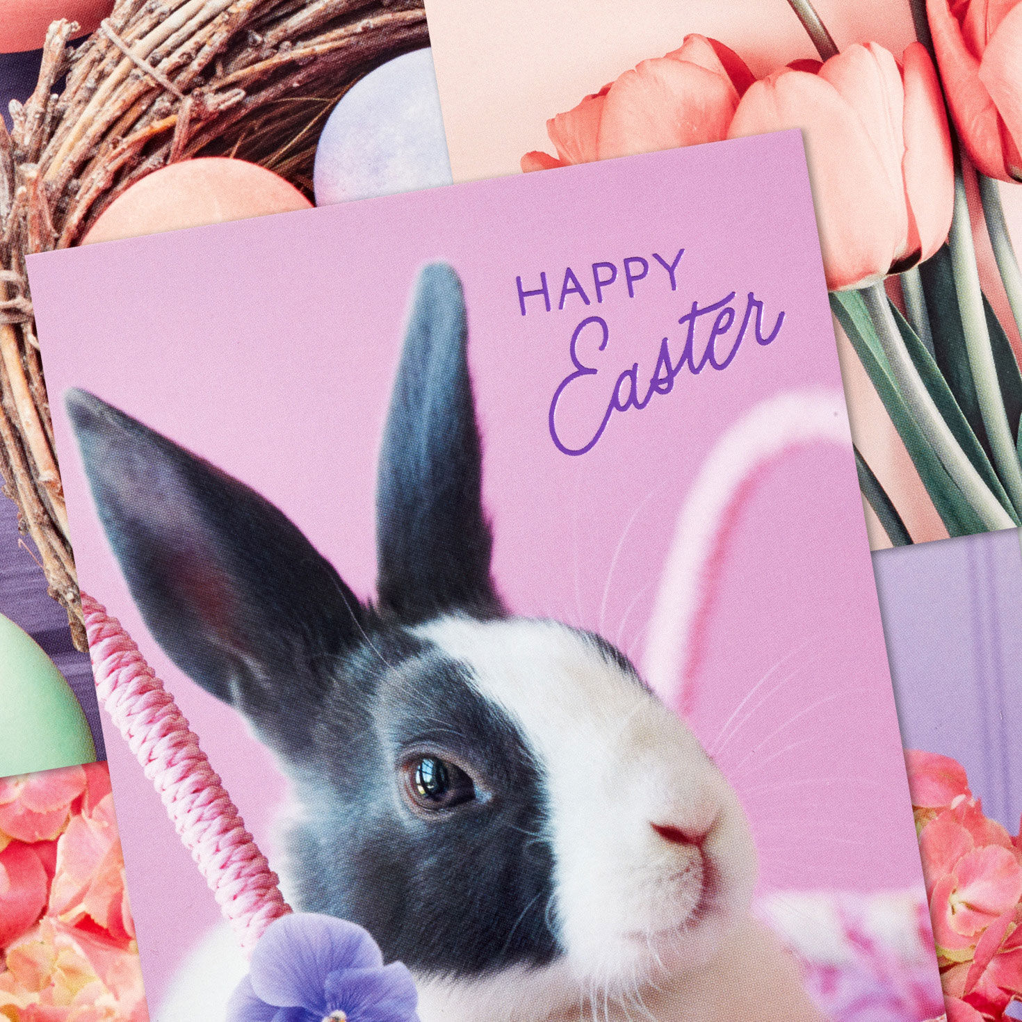 Bunnies and Flowers Blank Easter Cards Pack upclose detail image number 3