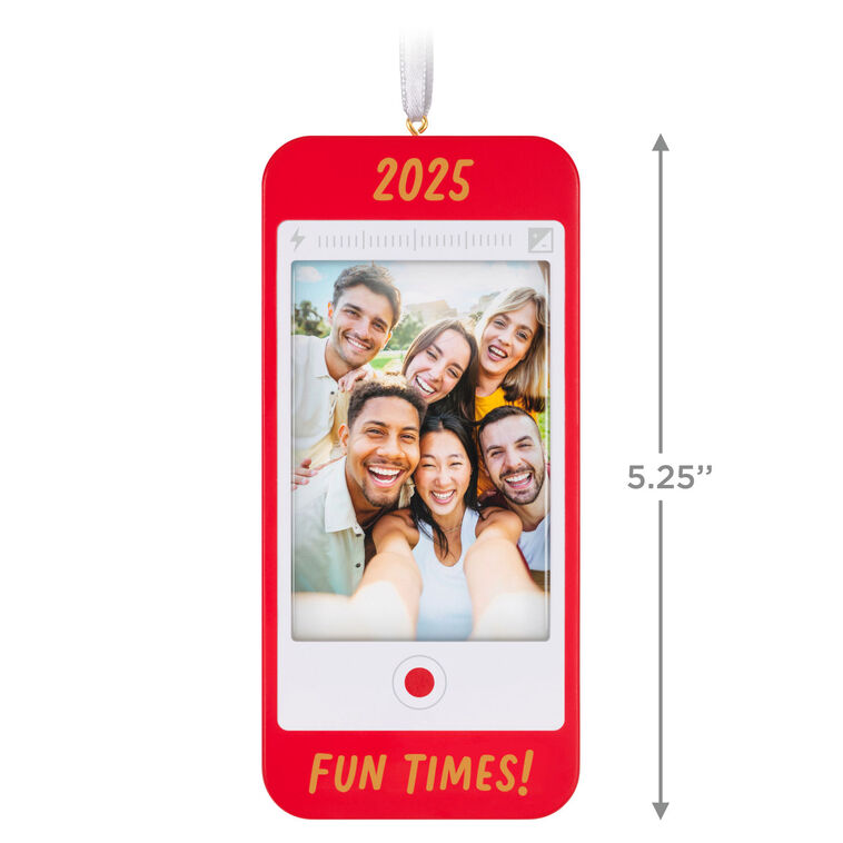 Red Cell Phone Frame Personalized Ornament measurement image number 3