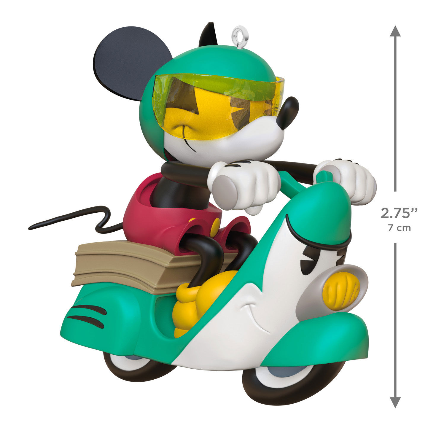 Mickey on Green White Scooter Keepsake Ornament measurement image number 3