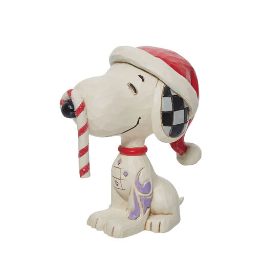 Jim Shore Peanuts Snoopy With Candy Cane Mini Figurine, 2.75", 