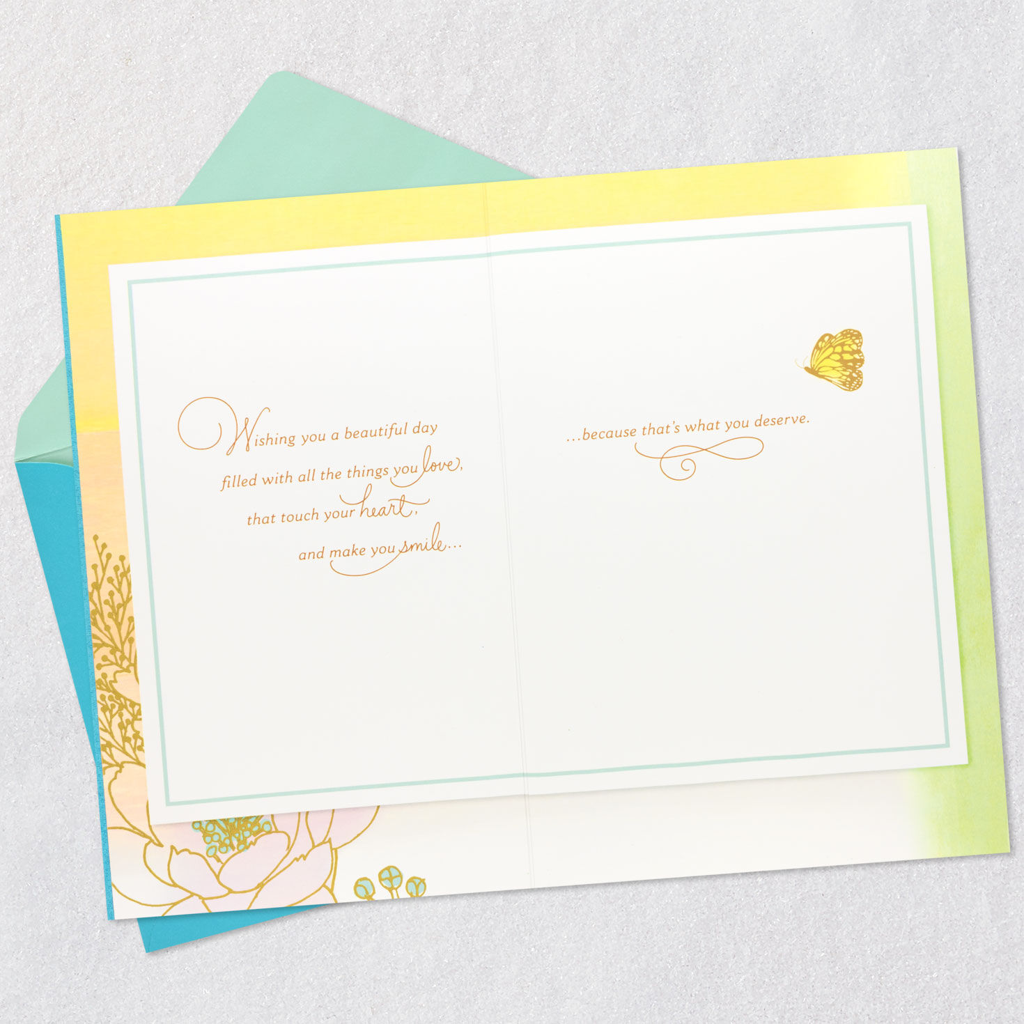 Butterfly and Felt Flower Mom Mother's Day Card Open card with envelope image number 4