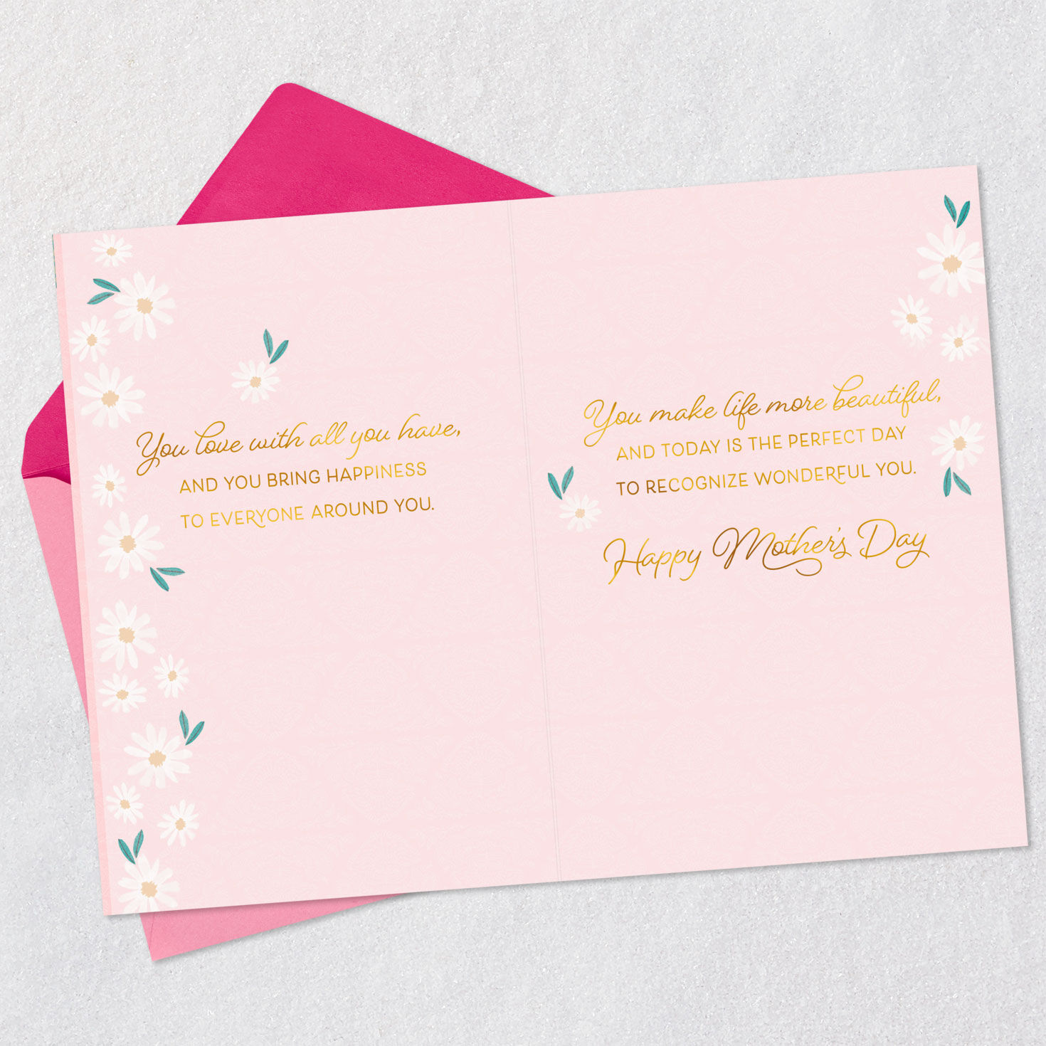 Wildflowers on Pink Mother's Day Card for Daughter Open card with envelope image number 3
