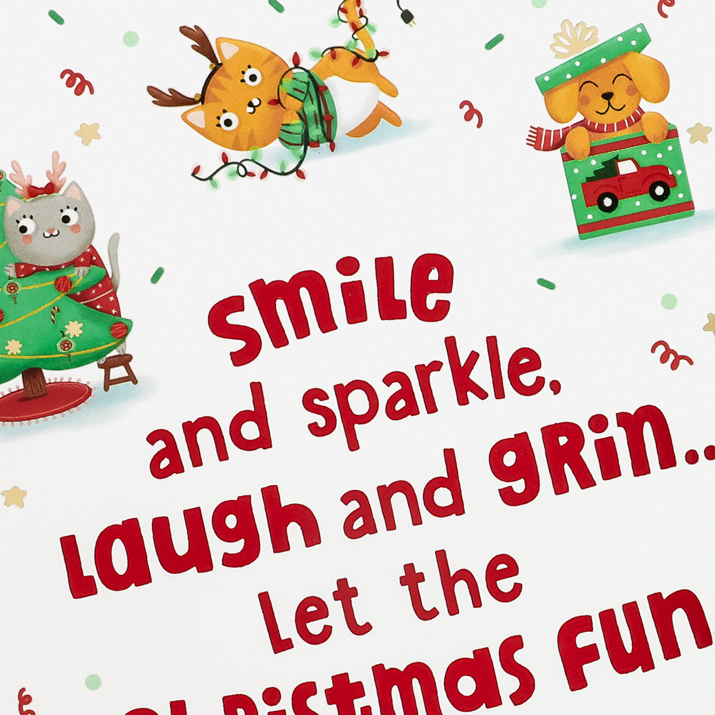Cute Cats and Dogs Christmas Card for Granddaughter Card Front Detail image number 5