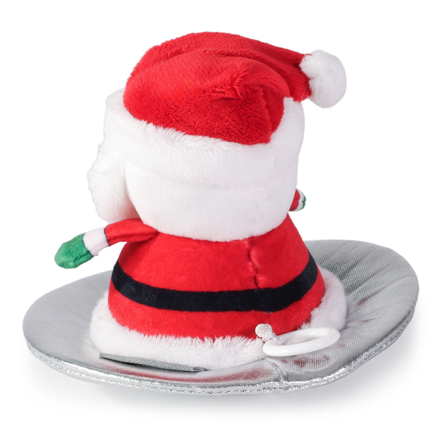 Plush Santa on Sled Pull-String Toy Back image number 2